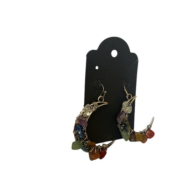 New! Chakra Crystal Moon Earrings - Picture 5 of 10